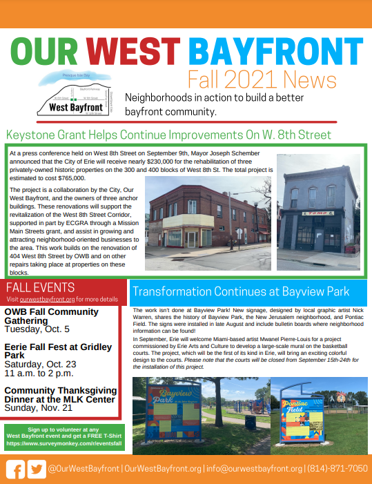 our west bayfront fall 2021 newsletter page 1